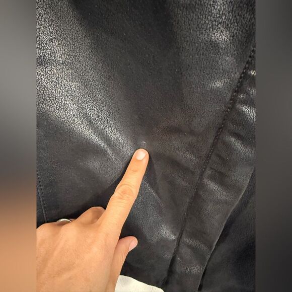 Nicole Miller Black Leather Jacket, Asymmetrical Zip, Size Small - Picture 5 of 6